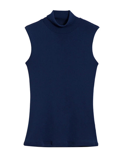 Basic Turtleneck Sleeveless Tops - VOLDRI