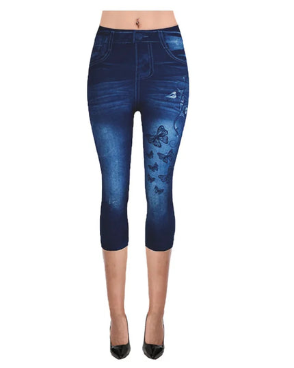 Capri Leggings Jeggings Butterfly Printed - VOLDRI