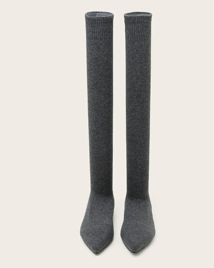 Slim Leg Thigh High Sock Boots - VOLDRI