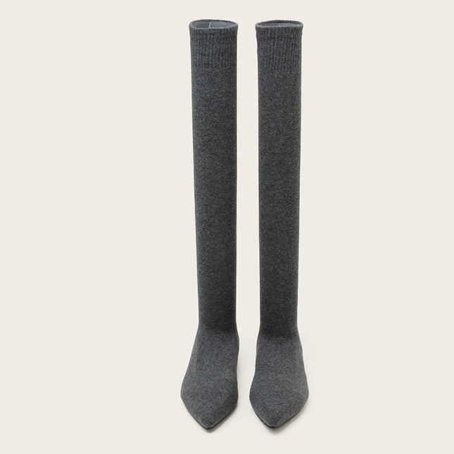 Slim Leg Thigh High Sock Boots - VOLDRI