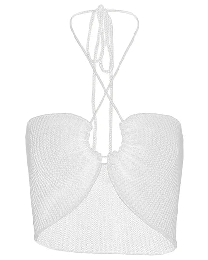 Knitting Sexy Halter Crop Top - VOLDRI