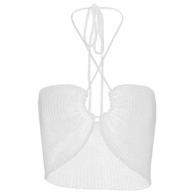 Knitting Sexy Halter Crop Top - VOLDRI