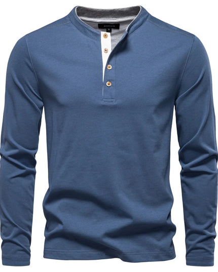 Heavyweight Cotton Henley Shirt - Men's Thermal Long Sleeve