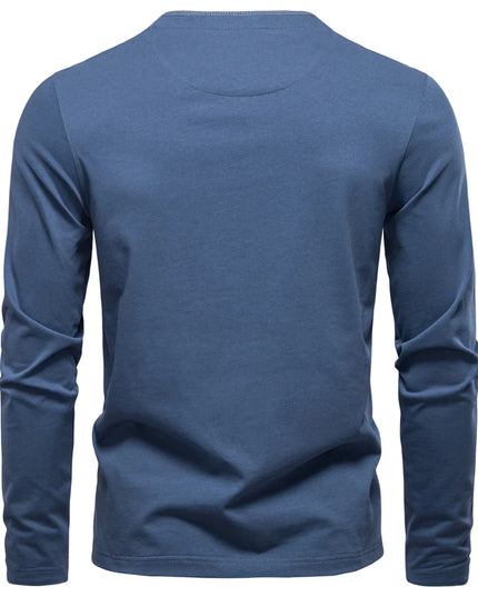 Heavyweight Cotton Henley Shirt - Men's Thermal Long Sleeve