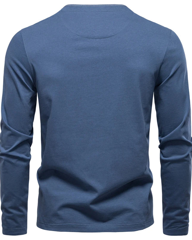 Heavyweight Cotton Henley Shirt - Men's Thermal Long Sleeve