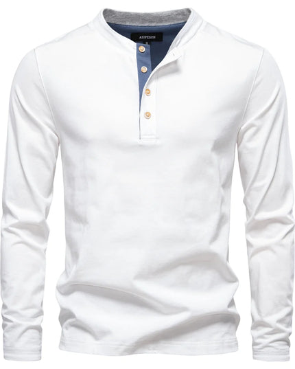 Heavyweight Cotton Henley Shirt - Men's Thermal Long Sleeve