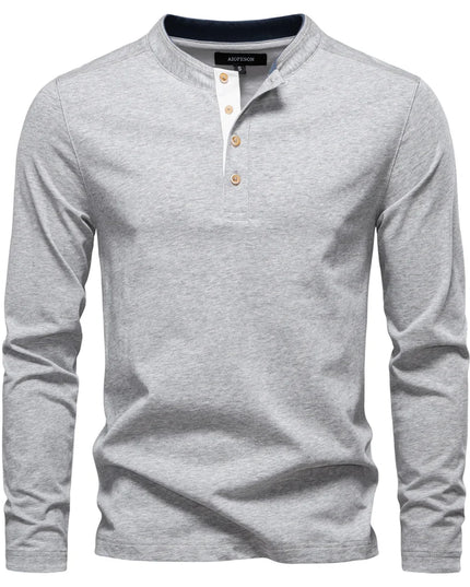 Heavyweight Cotton Henley Shirt - Men's Thermal Long Sleeve