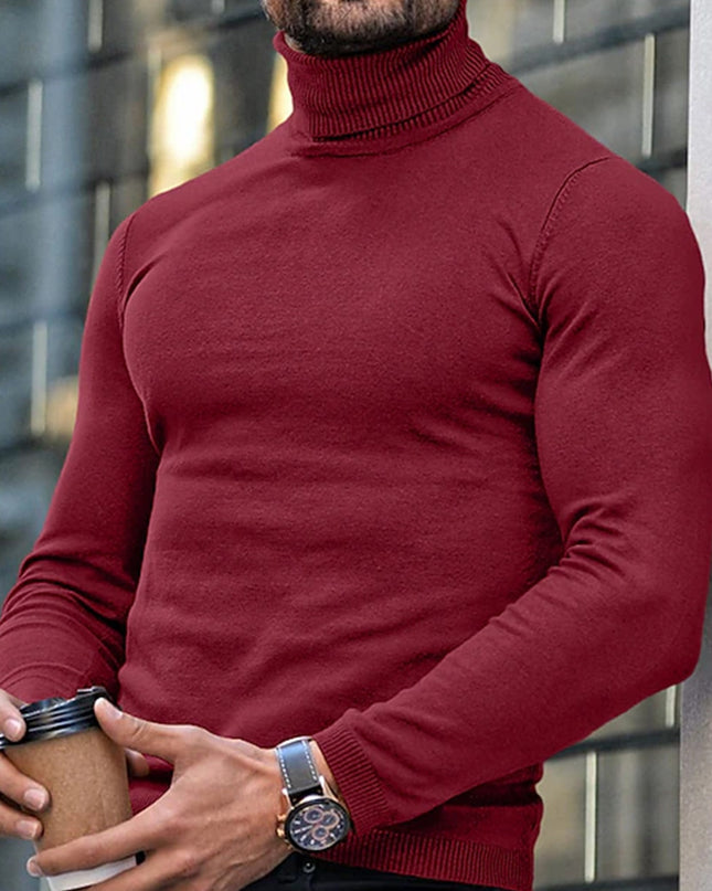 High Neck Sweater - Men's Casual Turtleneck Pullover