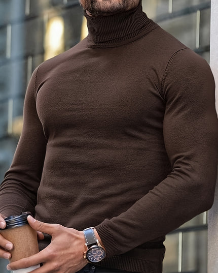 High Neck Sweater - Men's Casual Turtleneck Pullover