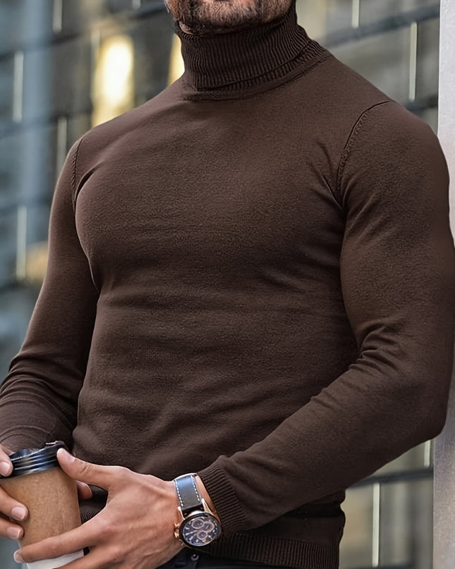High Neck Sweater - Men's Casual Turtleneck Pullover