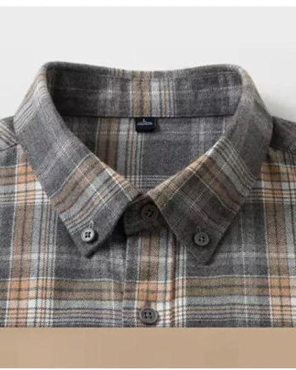 High-Quality Men's Flannel Shirts - 100% Cotton Plaid Long Sleeve