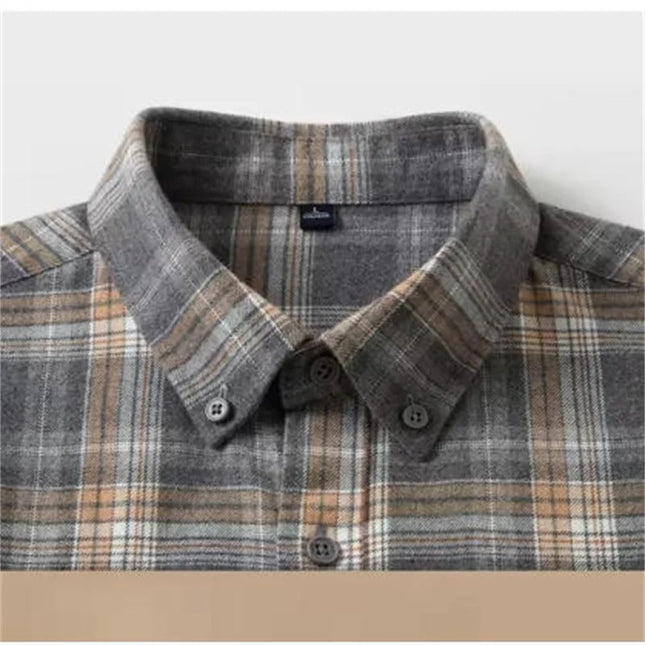 High-Quality Men's Flannel Shirts - 100% Cotton Plaid Long Sleeve