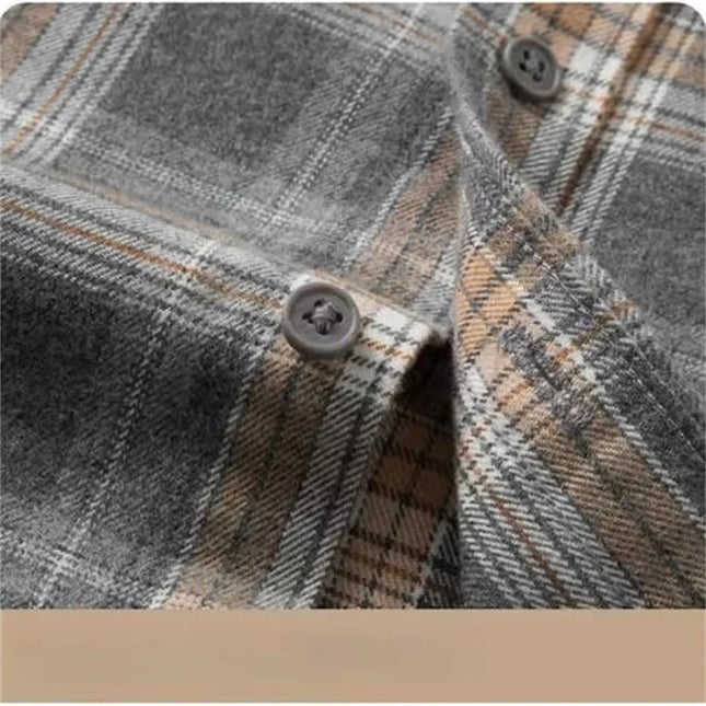 High-Quality Men's Flannel Shirts - 100% Cotton Plaid Long Sleeve