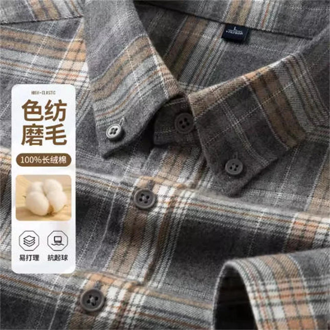 High-Quality Men's Flannel Shirts - 100% Cotton Plaid Long Sleeve