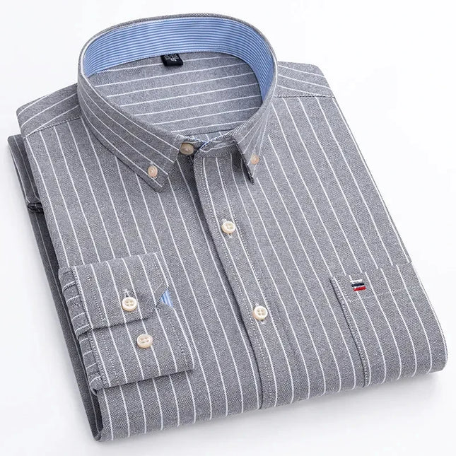 High Quality Men's Oxford Shirt - Comfortable Spring Autumn Design