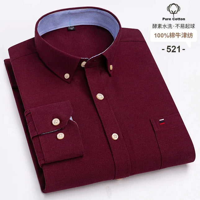 High Quality Men's Oxford Shirt - Comfortable Spring Autumn Design