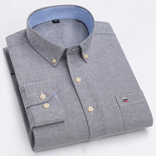 High Quality Men's Oxford Shirt - Comfortable Spring Autumn Design