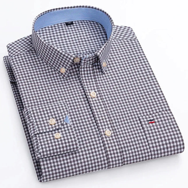 High Quality Men's Oxford Shirt - Comfortable Spring Autumn Design