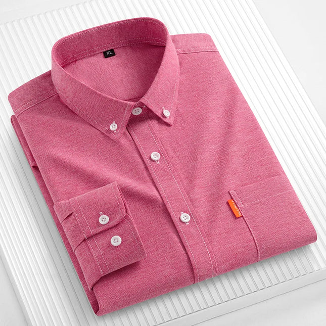 High-Quality Men's Oxford Shirts - Long Sleeve 100% Cotton Plus Size