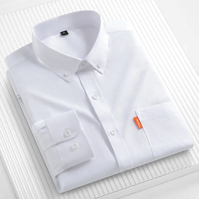 High-Quality Men's Oxford Shirts - Long Sleeve 100% Cotton Plus Size