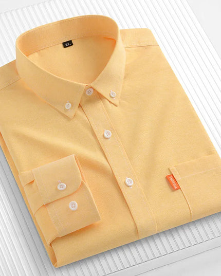 High-Quality Men's Oxford Shirts - Long Sleeve 100% Cotton Plus Size
