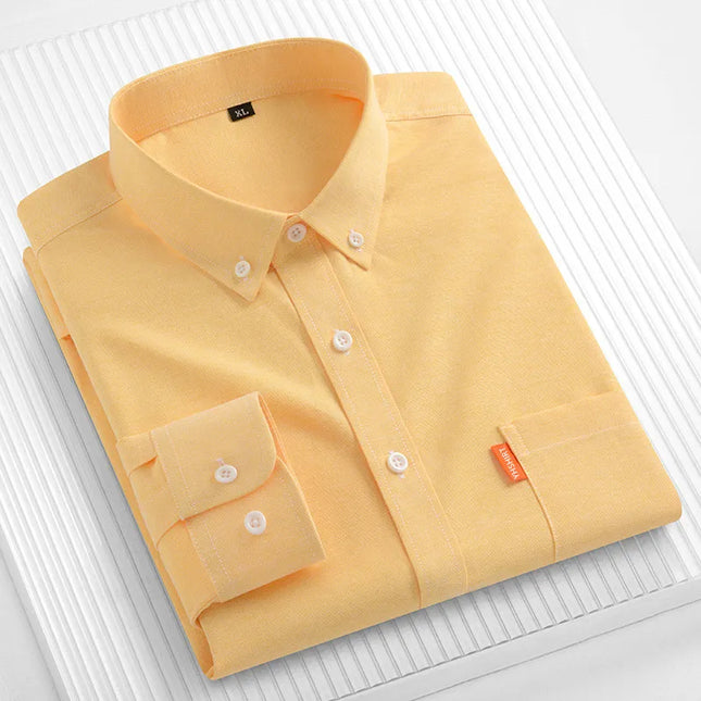 High-Quality Men's Oxford Shirts - Long Sleeve 100% Cotton Plus Size