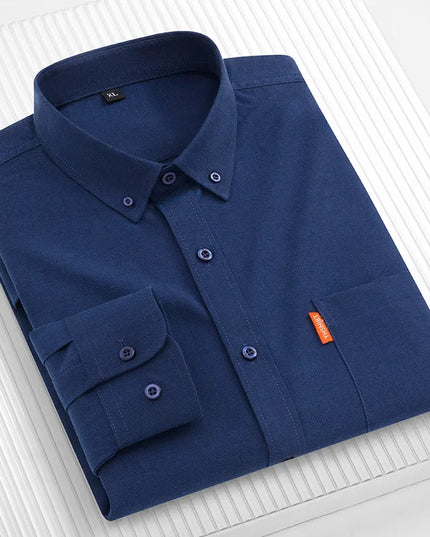 High-Quality Men's Oxford Shirts - Long Sleeve 100% Cotton Plus Size