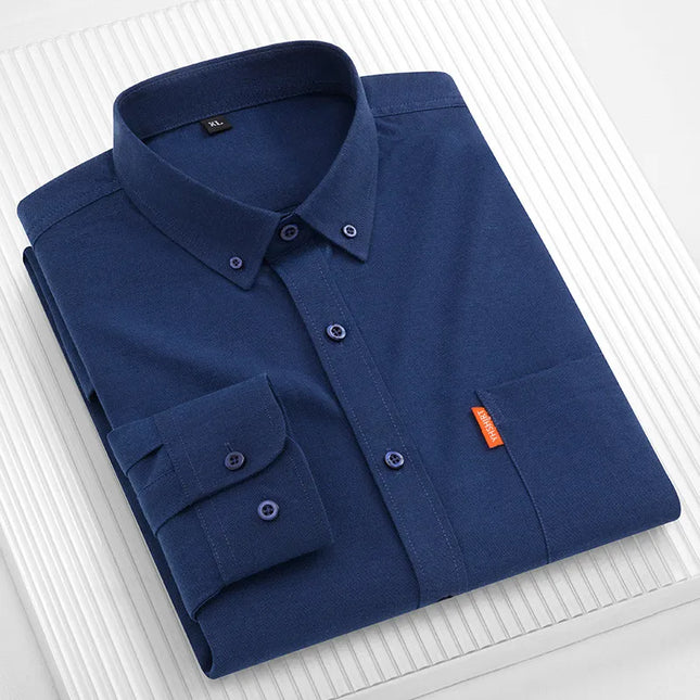 High-Quality Men's Oxford Shirts - Long Sleeve 100% Cotton Plus Size