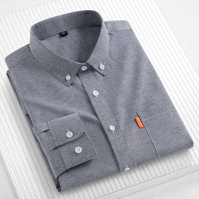 High-Quality Men's Oxford Shirts - Long Sleeve 100% Cotton Plus Size