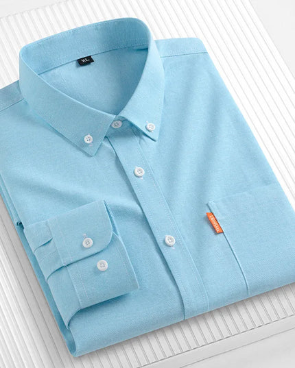 High-Quality Men's Oxford Shirts - Long Sleeve 100% Cotton Plus Size