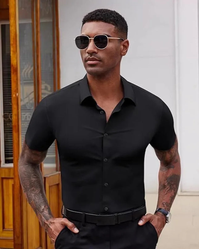 High-Quality Men's Summer Dress Shirts - Short Sleeve, Wrinkle Free