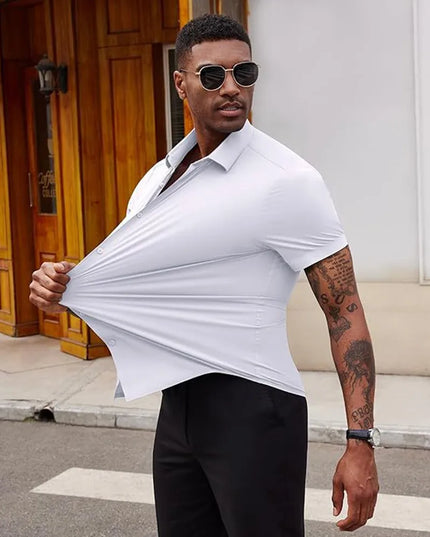 High-Quality Men's Summer Dress Shirts - Short Sleeve, Wrinkle Free