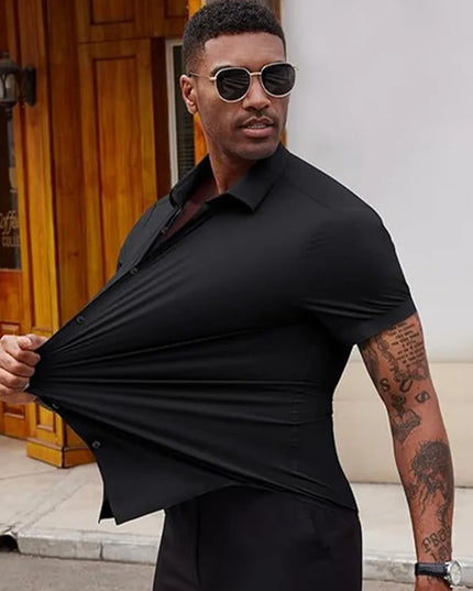 High-Quality Men's Summer Dress Shirts - Short Sleeve, Wrinkle Free