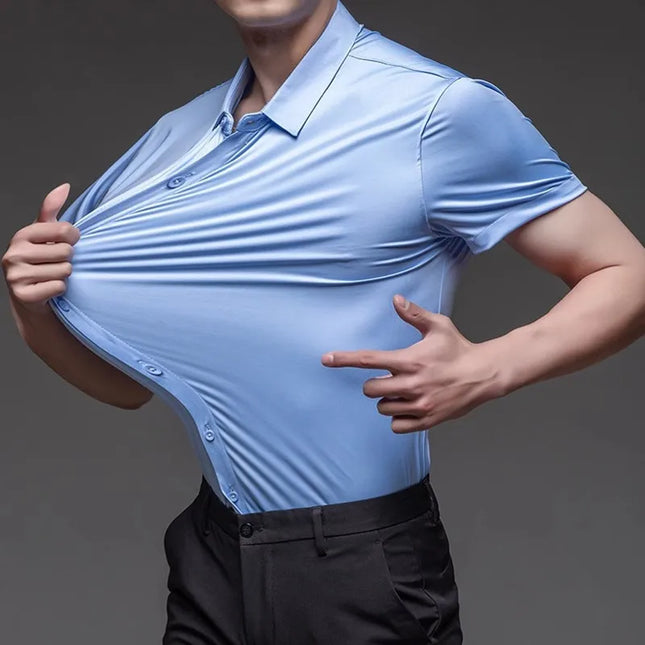High Stretch Men's Casual Shirts - Short Sleeve, Breathable Fabric