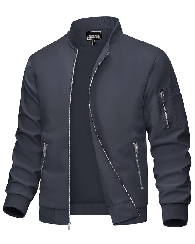 Lightweight Men's Bomber Jacket - Casual Zip Up Windbreaker