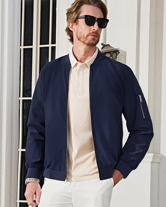 Lightweight Men's Bomber Jacket - Casual Zip Up Windbreaker
