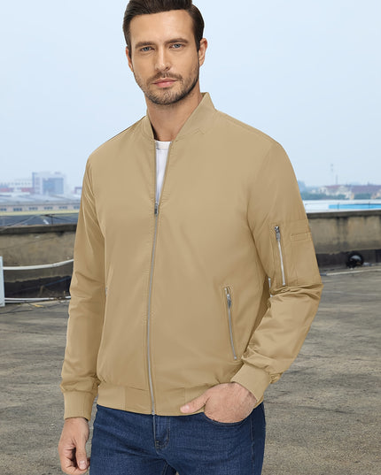 Lightweight Men's Bomber Jacket - Casual Zip Up Windbreaker