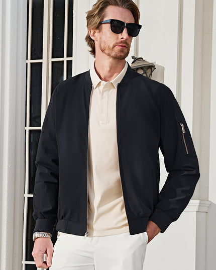 Lightweight Men's Bomber Jacket - Casual Zip Up Windbreaker