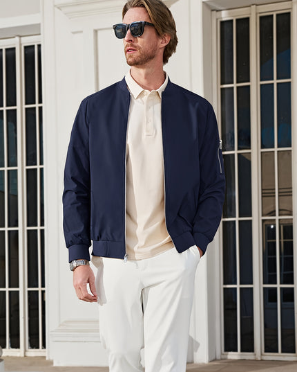 Lightweight Men's Bomber Jacket - Casual Zip Up Windbreaker