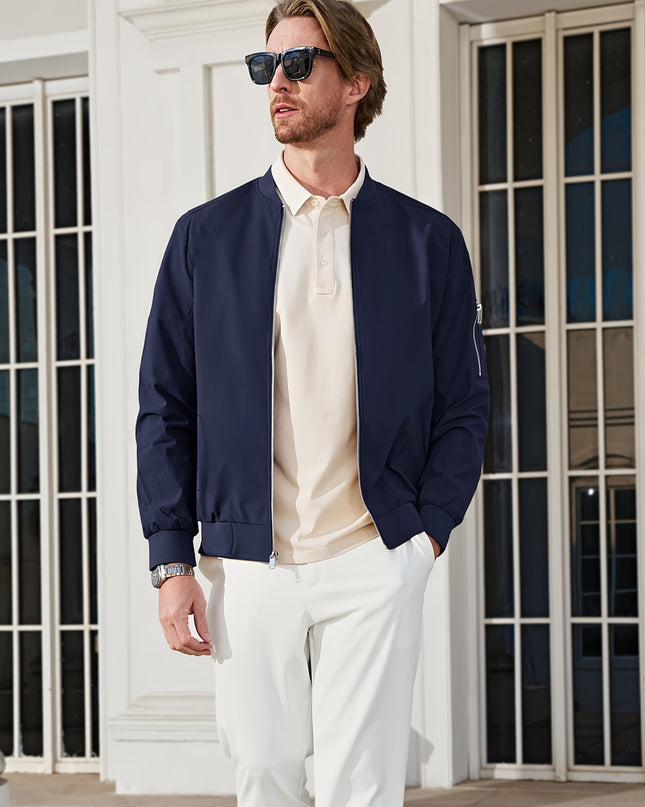 Lightweight Men's Bomber Jacket - Casual Zip Up Windbreaker