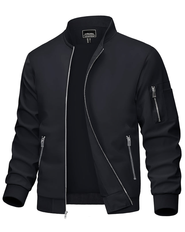 Lightweight Men's Bomber Jacket - Casual Zip Up Windbreaker