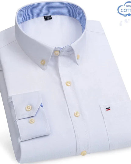 Luxury Plus Size Cotton Oxford Shirt - Buttoned Plaid for Men