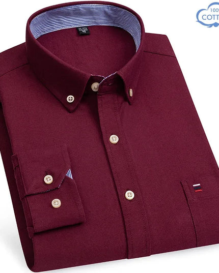 Luxury Plus Size Cotton Oxford Shirt - Buttoned Plaid for Men