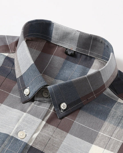 Luxury Plus Size Cotton Oxford Shirt - Buttoned Plaid for Men