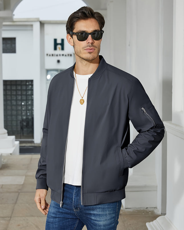 MAGNIVIT Men's Casual Windproof Flight Jacket - Lightweight & Multi-Pockets