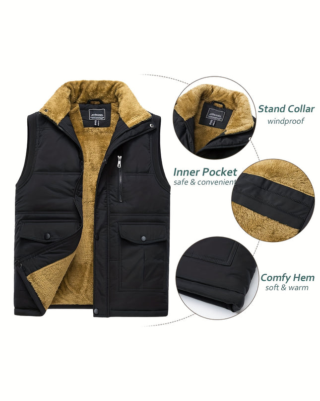 MAGNIVIT Men's Windproof Vest - Fleece Lining for Outdoor Activities
