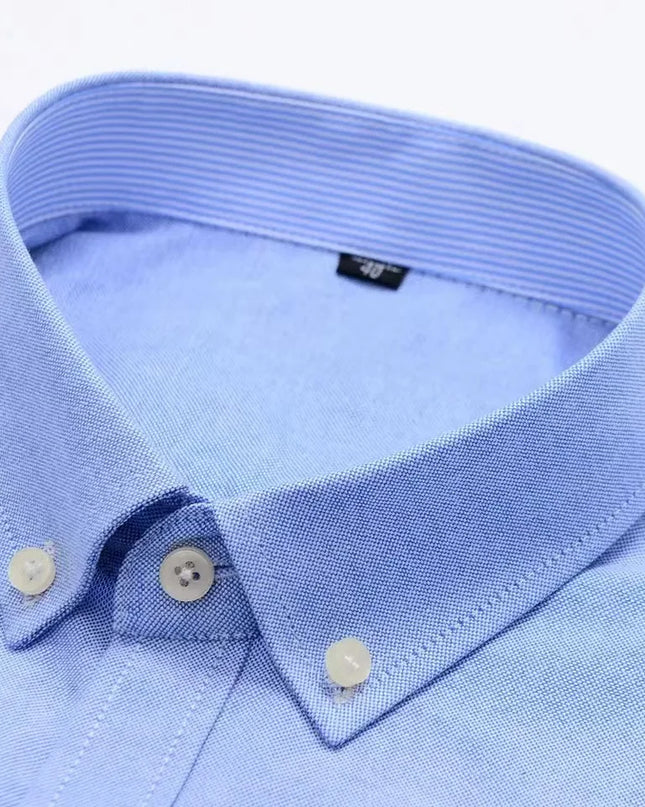 Men's 100% Cotton Long Sleeve Dress Shirt - Oxford Plaid Style