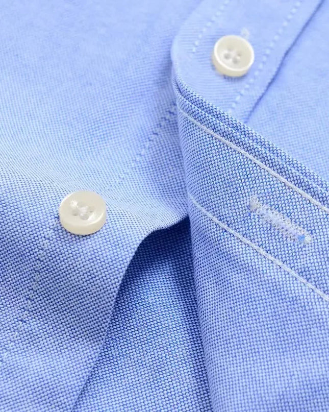 Men's 100% Cotton Long Sleeve Dress Shirt - Oxford Plaid Style