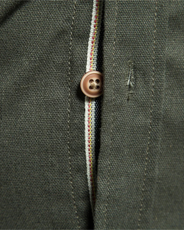 Men's 100% Cotton Long Sleeve Shirt - Casual Turn-Down Collar