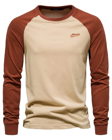 Men's 100% Cotton Long Sleeve T-Shirt - Casual O-Neck Tee
